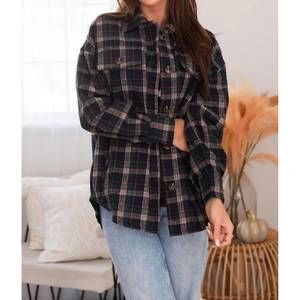 NEW MIKAROSE women's flannel shirt jacket in colonial blue plaid